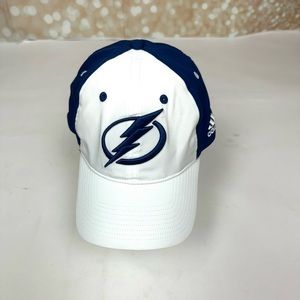 Tampa Bay Lightning Adidas Iconic Defender Flex Hat - White/Blue